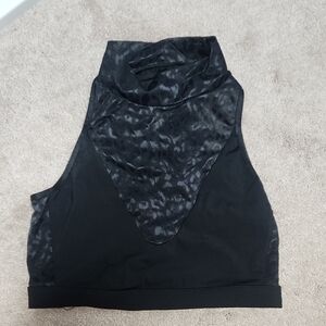 Victoria's Secret Black Leopard Print Sleeveless Top With Cut Out In Back